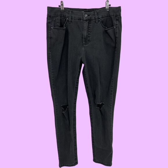 Seven7 Size 16 (36x29) Short Tummyless High Rise Skinny Jeans Black Stone Wash - Picture 2 of 13